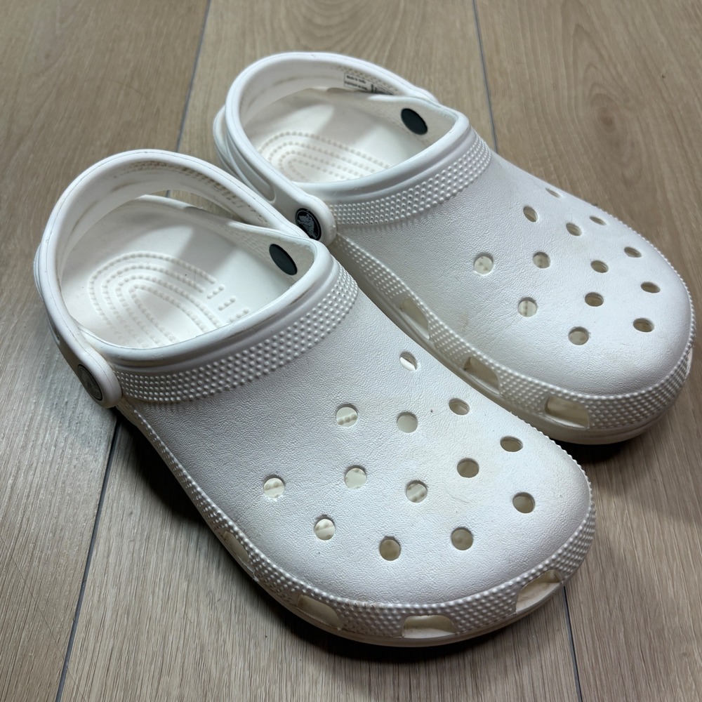 Crocs Classic Clogs White Slip On Shoes Mens 7 Womens 9 10001-100